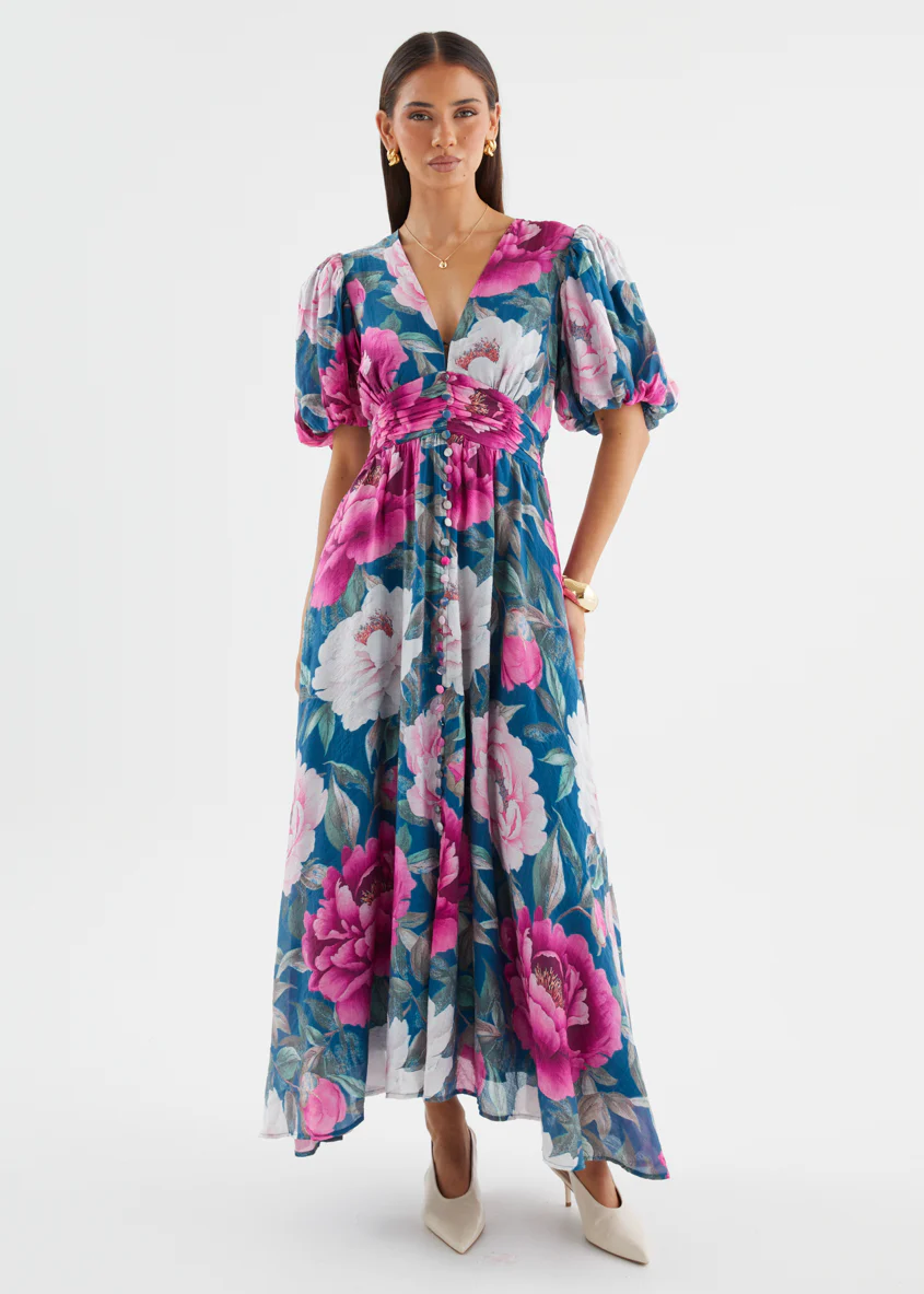 Anastasia Maxi Dress - Teal Peony - Image 10