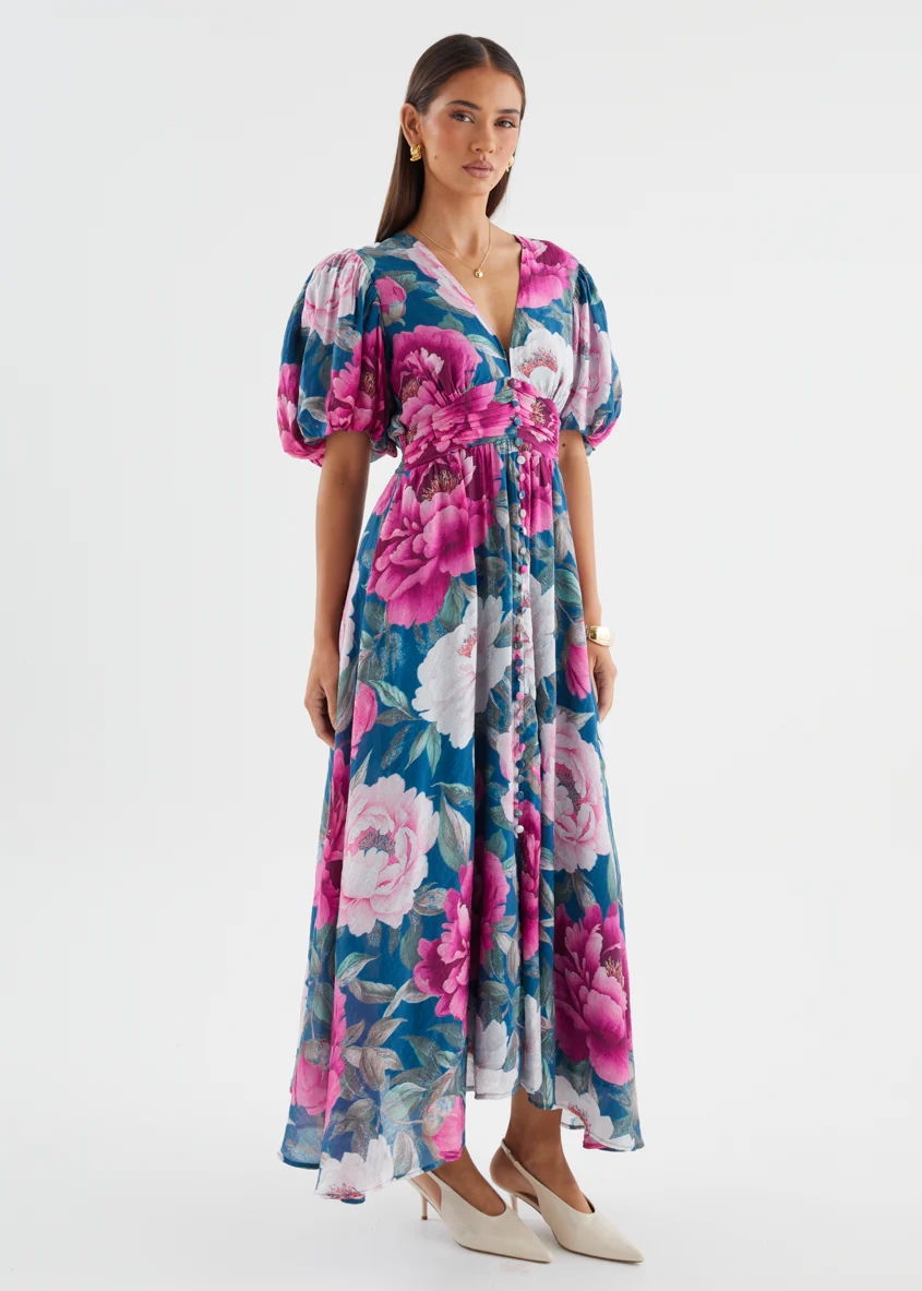 Anastasia Maxi Dress - Teal Peony - Image 11