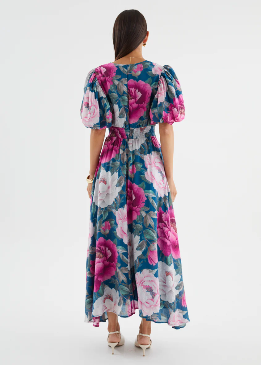 Anastasia Maxi Dress - Teal Peony - Image 12