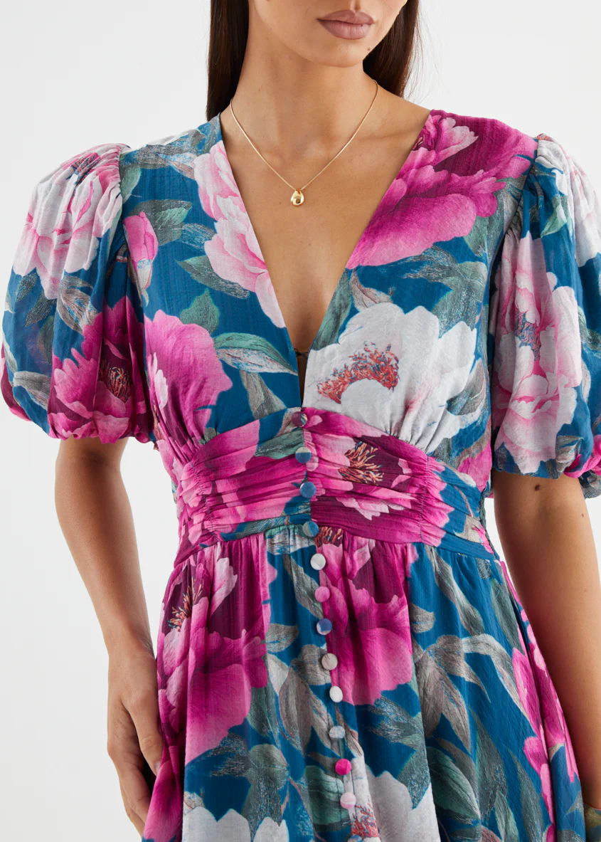 Anastasia Maxi Dress - Teal Peony - Image 13
