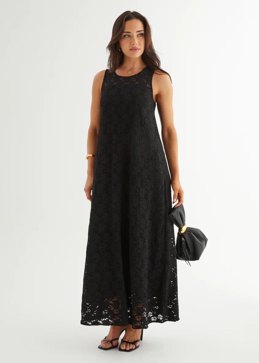 Aneika Lace Maxi Dress - Black - Image 2