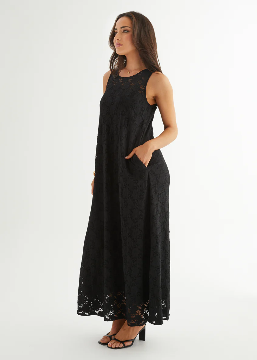 Aneika Lace Maxi Dress - Black - Image 6
