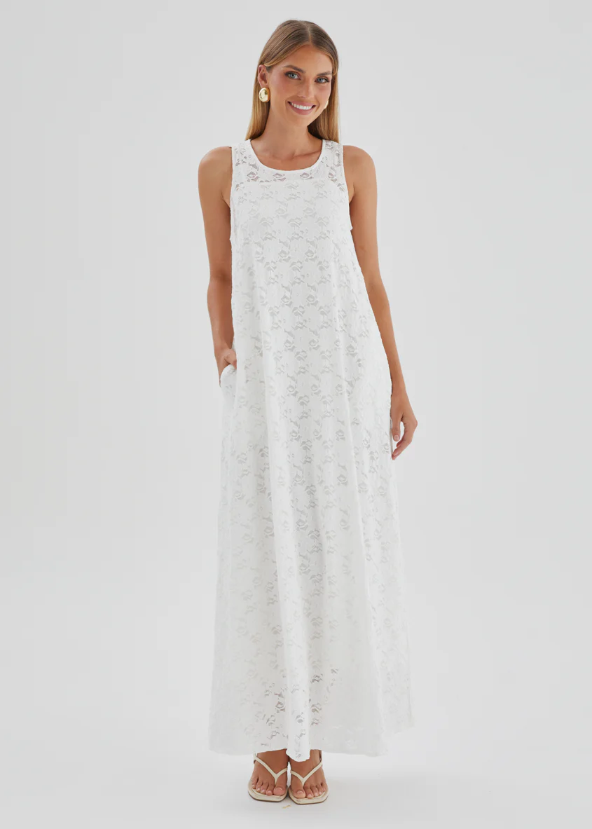 Aneika Lace Maxi Dress - White - Image 4