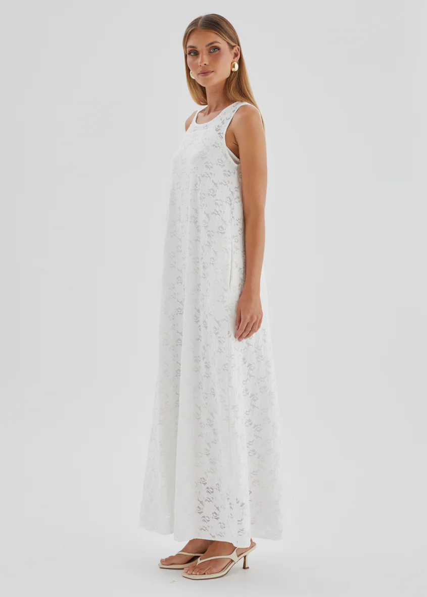 Aneika Lace Maxi Dress - White - Image 5
