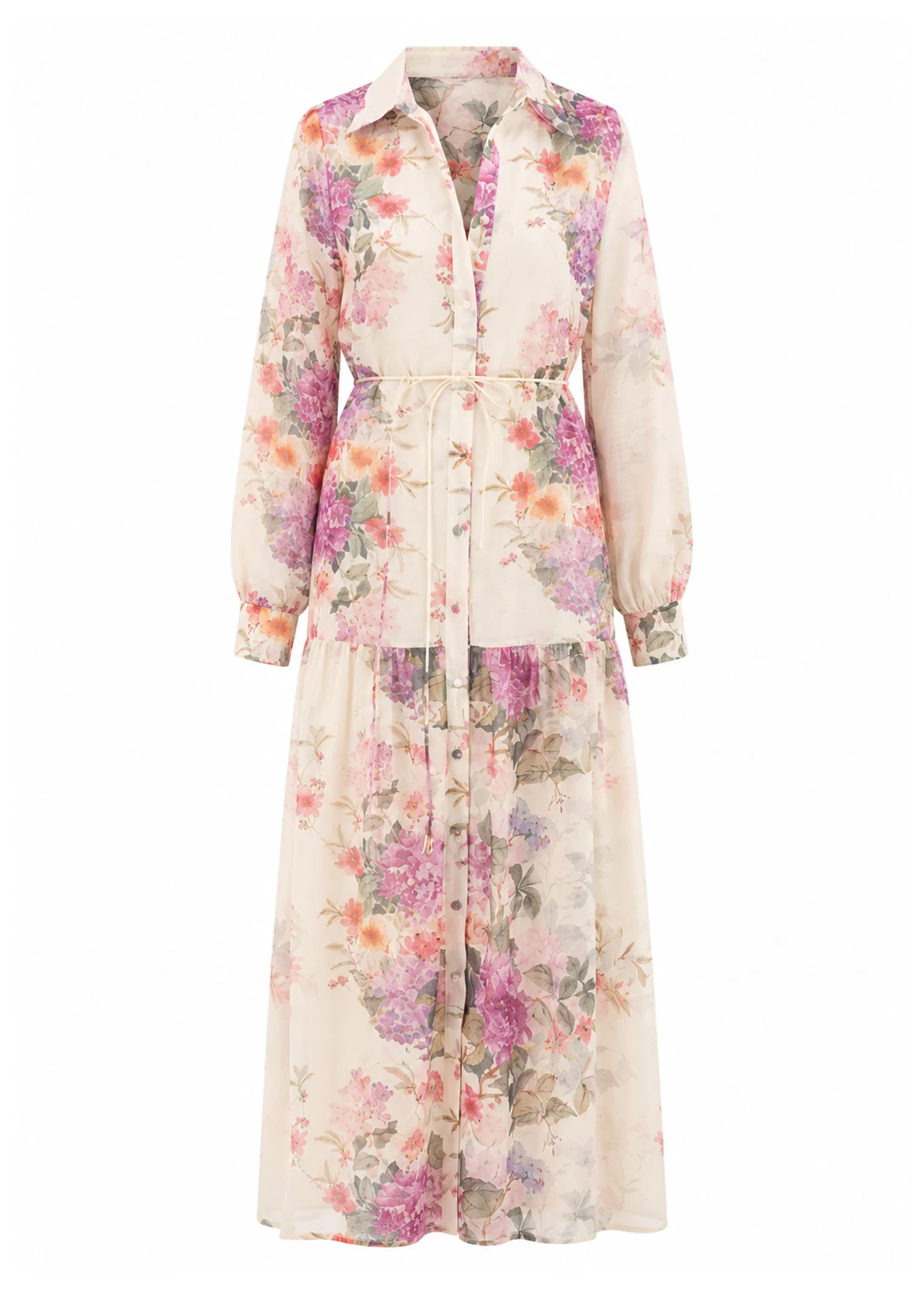 Anneka Maxi Dress with Tie - Cream Garden - Image 2