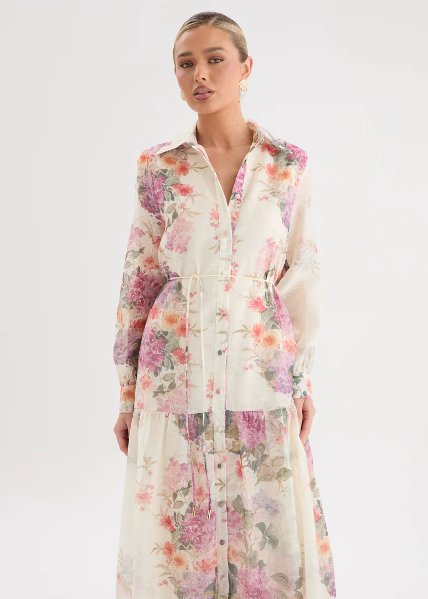 Anneka Maxi Dress with Tie - Cream Garden - Image 5