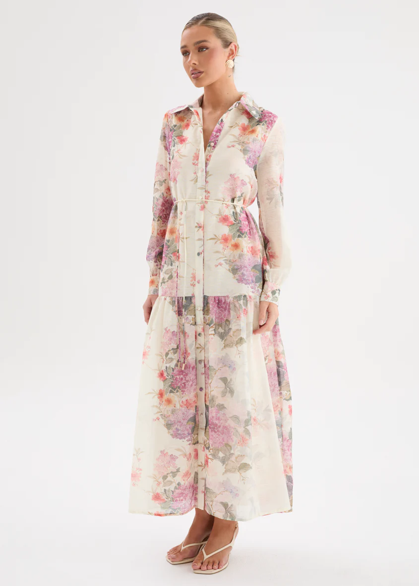 Anneka Maxi Dress with Tie - Cream Garden - Image 6