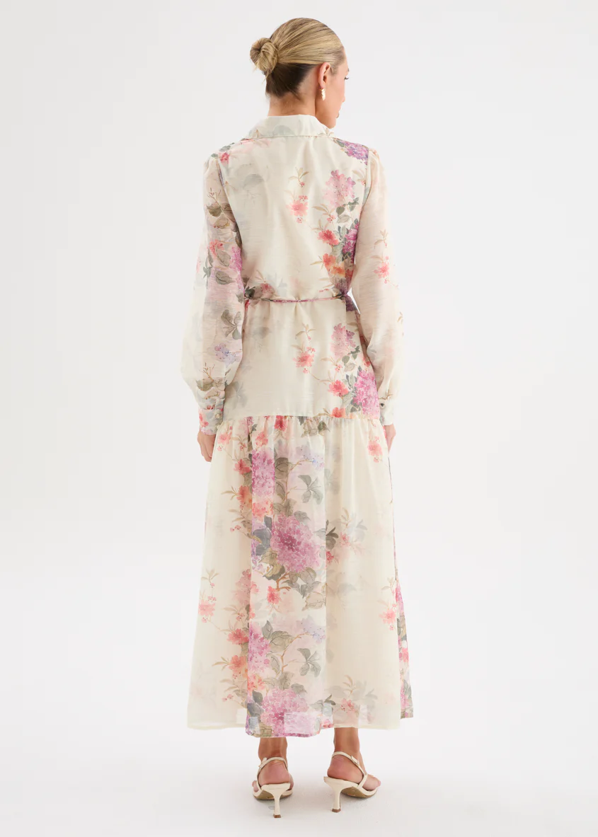 Anneka Maxi Dress with Tie - Cream Garden - Image 7