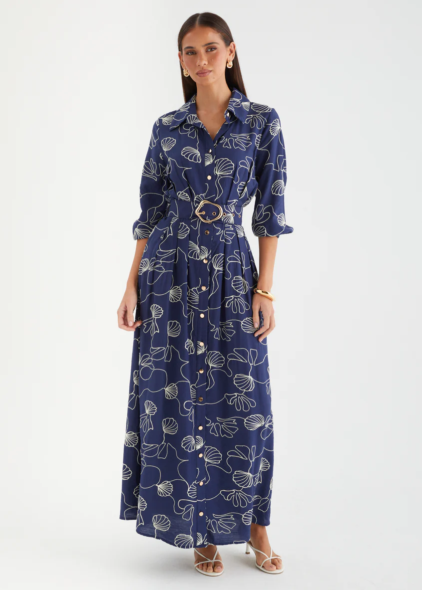 Antionette Maxi Dress - Navy Abstract - Image 2
