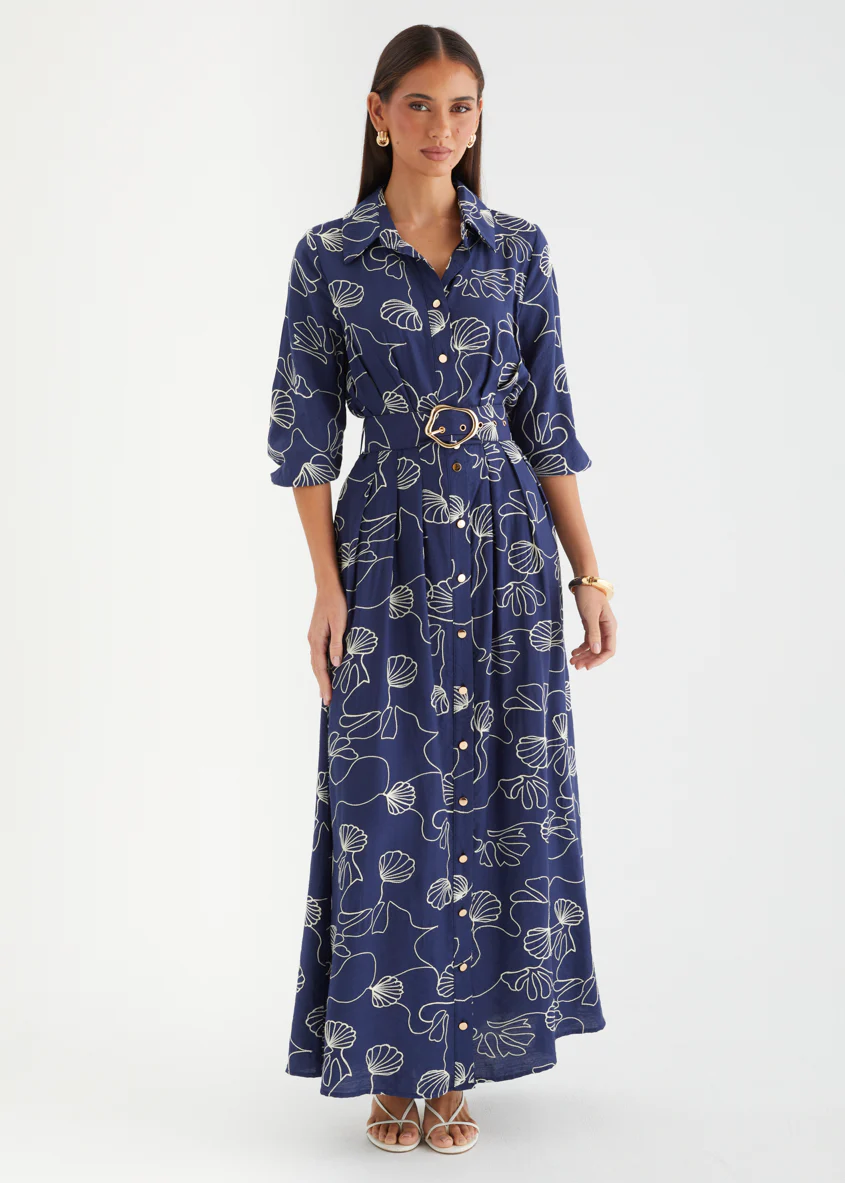Antionette Maxi Dress - Navy Abstract - Image 4