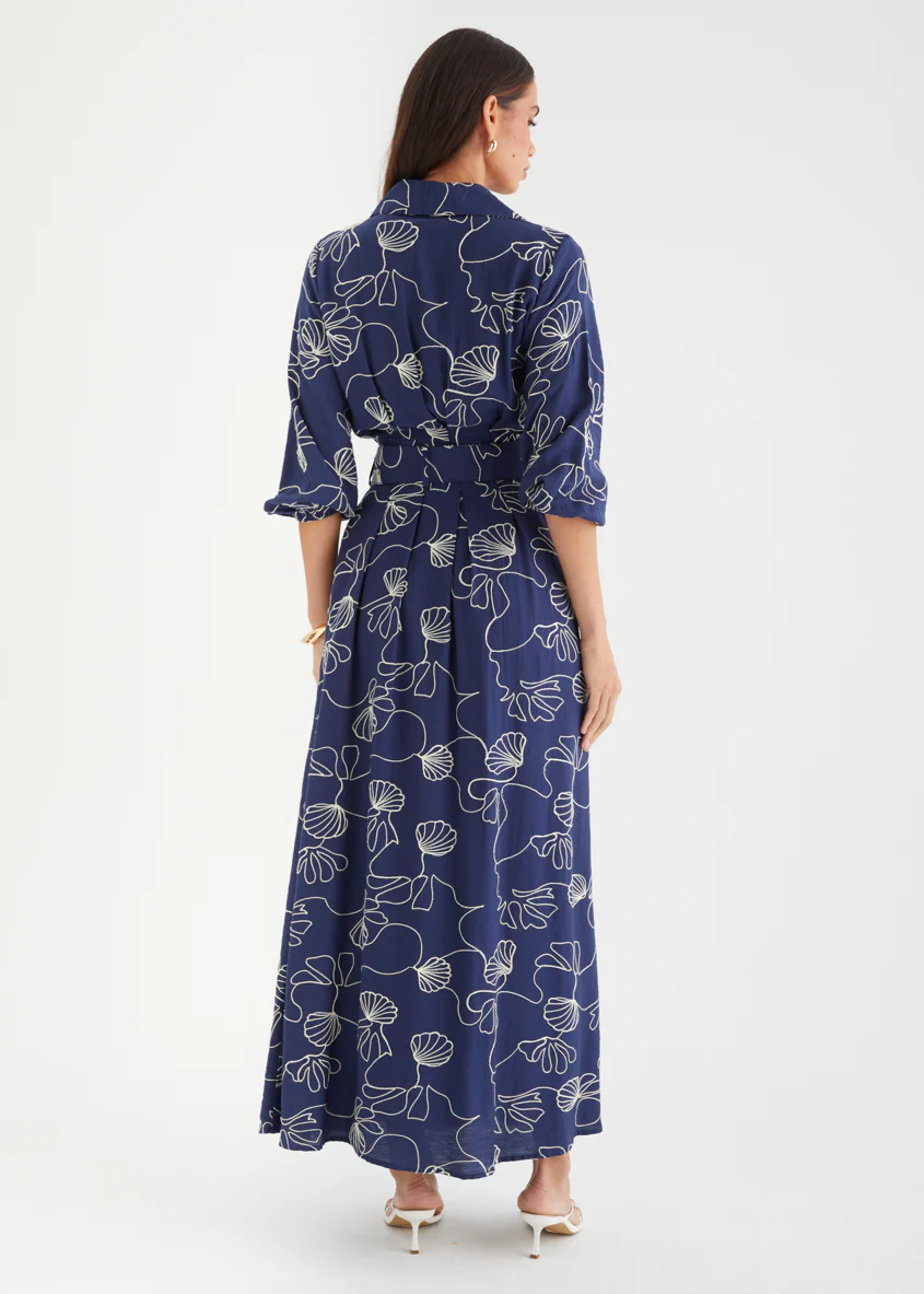 Antionette Maxi Dress - Navy Abstract - Image 6