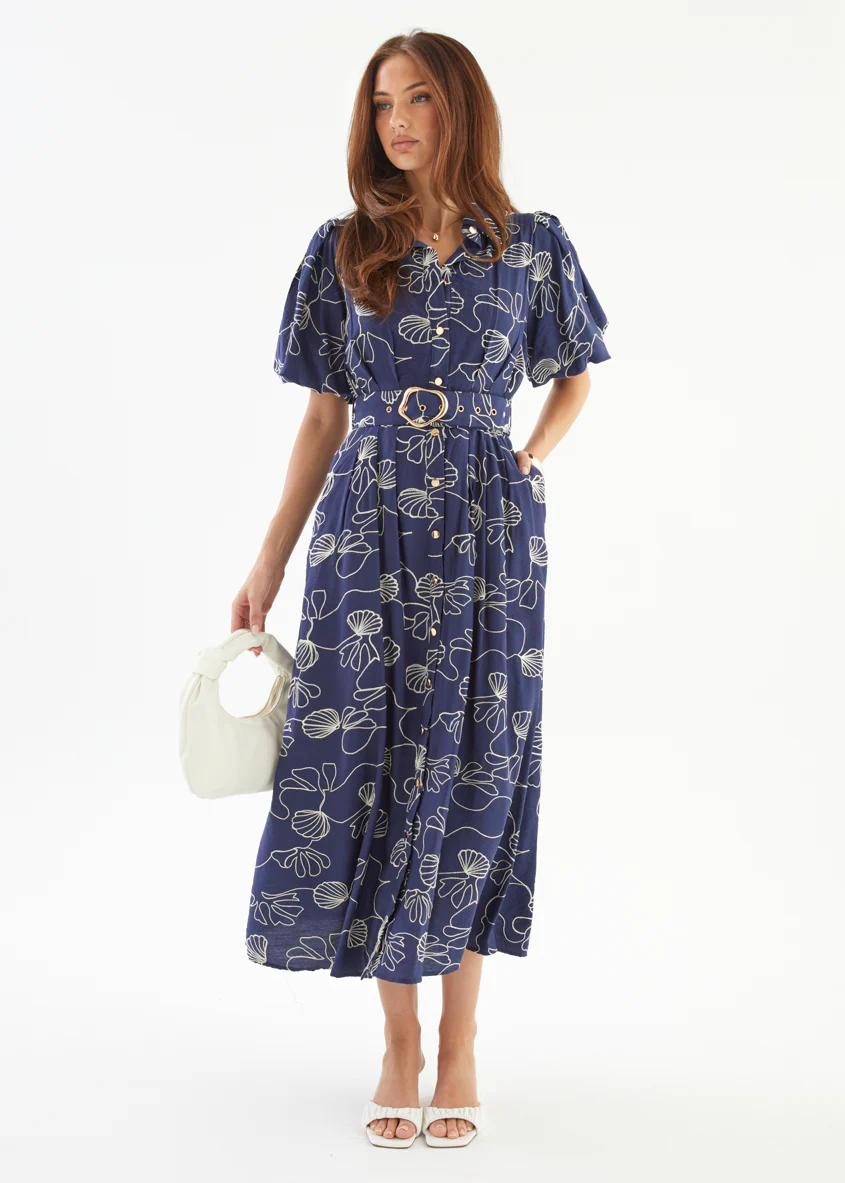 Antonina Maxi Dress - Navy Abstract - Image 2