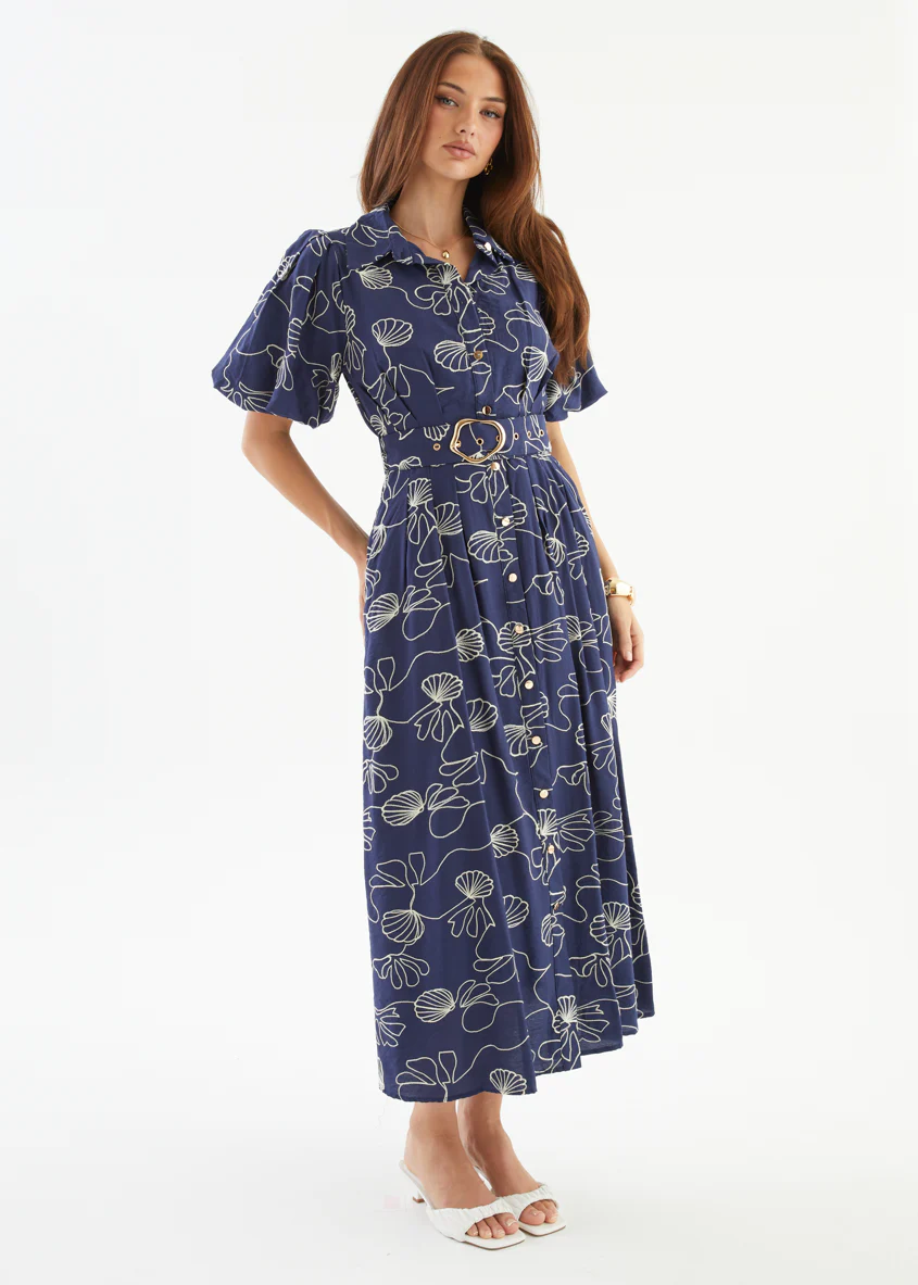Antonina Maxi Dress - Navy Abstract - Image 6