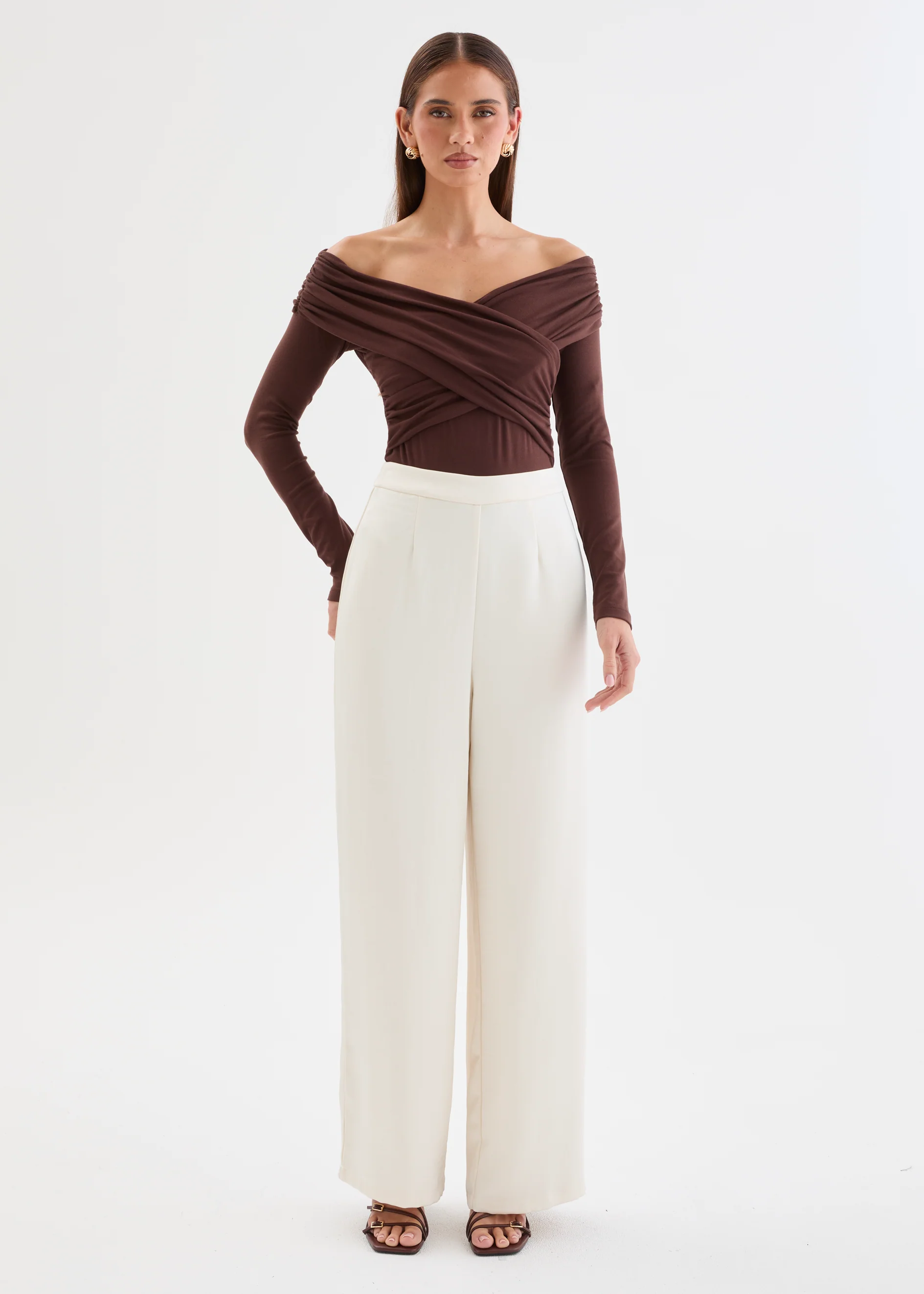 Anya Off Shoulder Bodysuit - Espresso - Image 2
