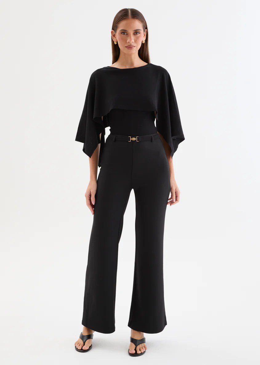Apryl Cape Knit Top - Black - Image 2