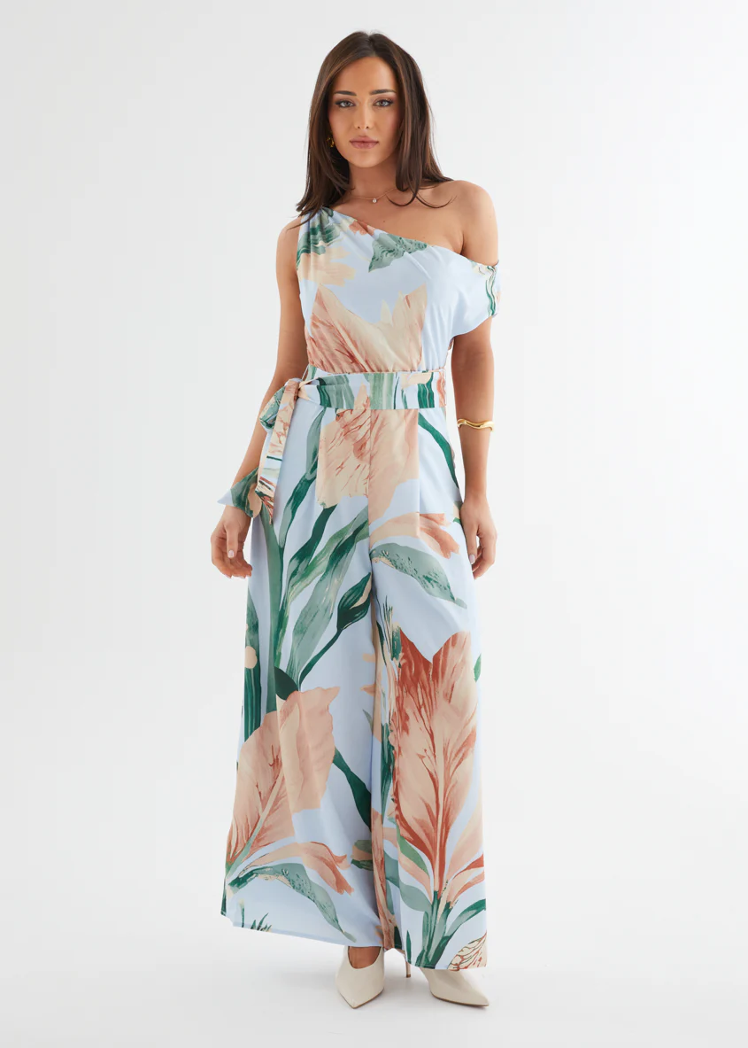 Ara Drop Shoulder Pantsuit - Blue Oasis - Image 3