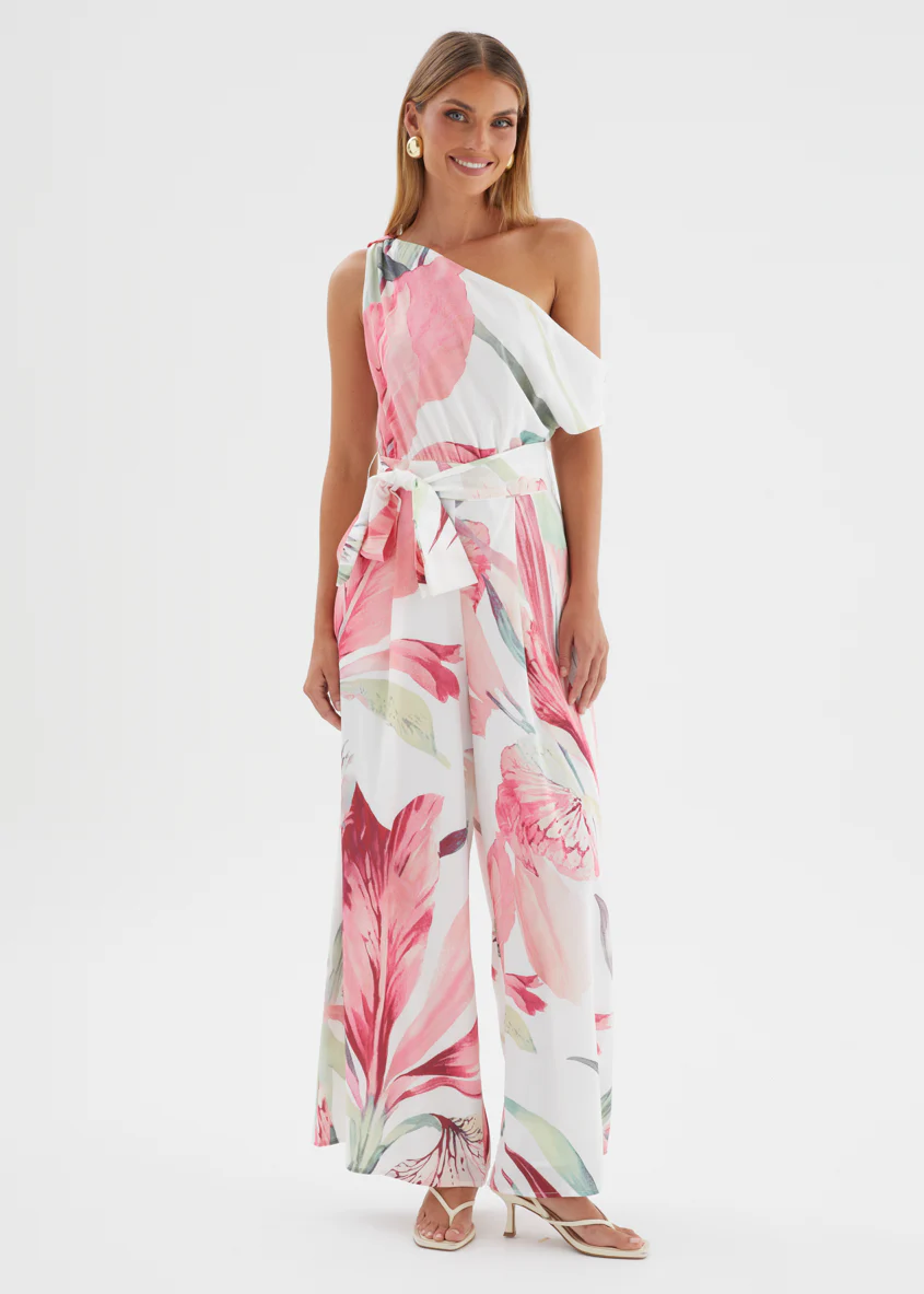 Ara Drop Shoulder Pantsuit - Pink Oasis - Image 4