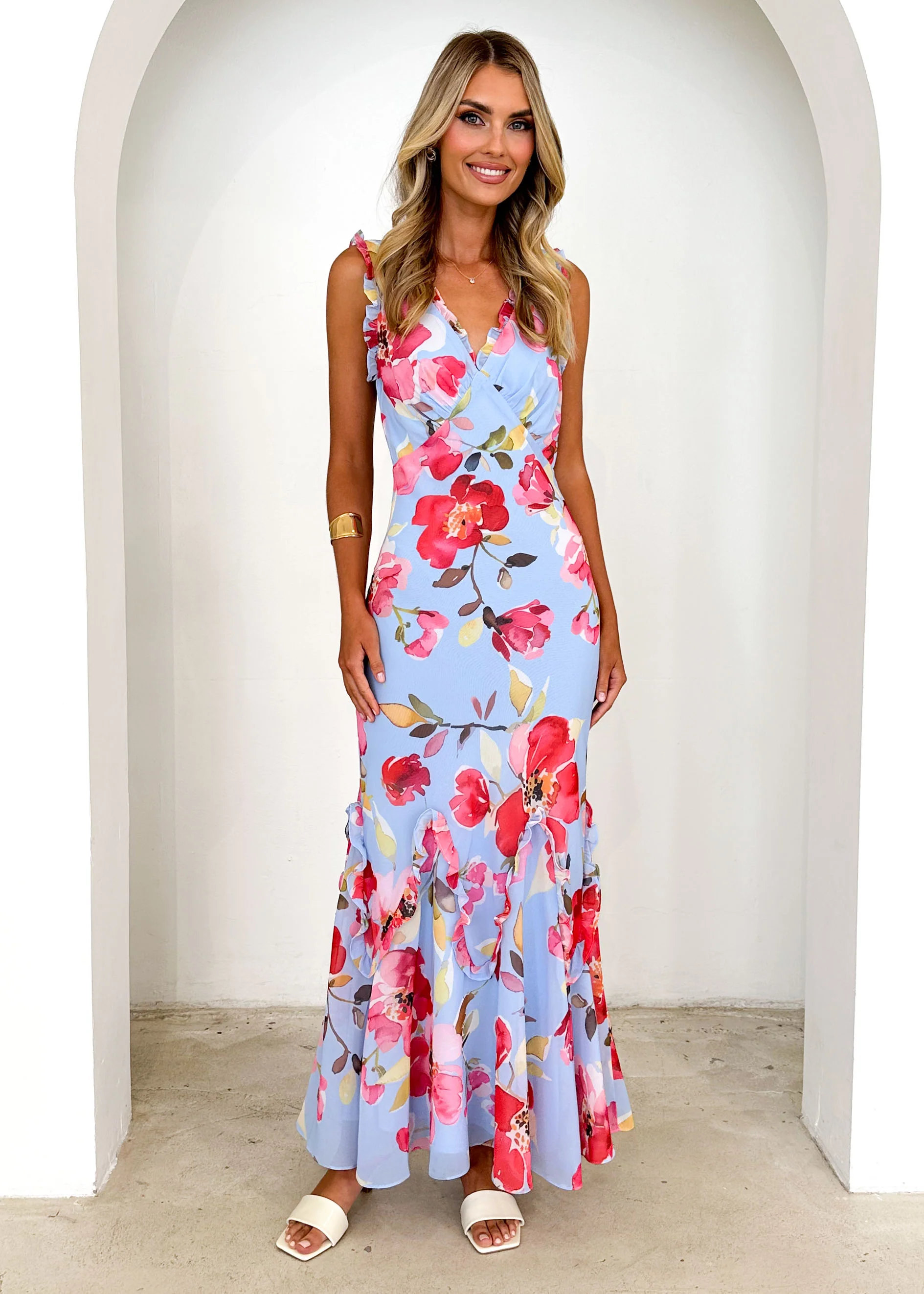 Arriane Maxi Dress - Blue Floral - Image 5