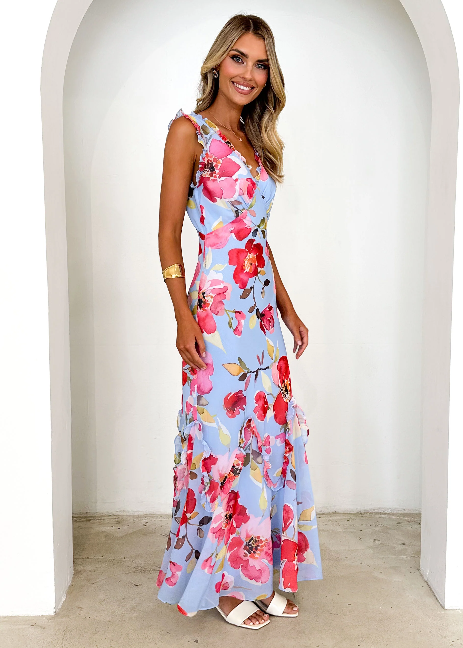 Arriane Maxi Dress - Blue Floral - Image 9