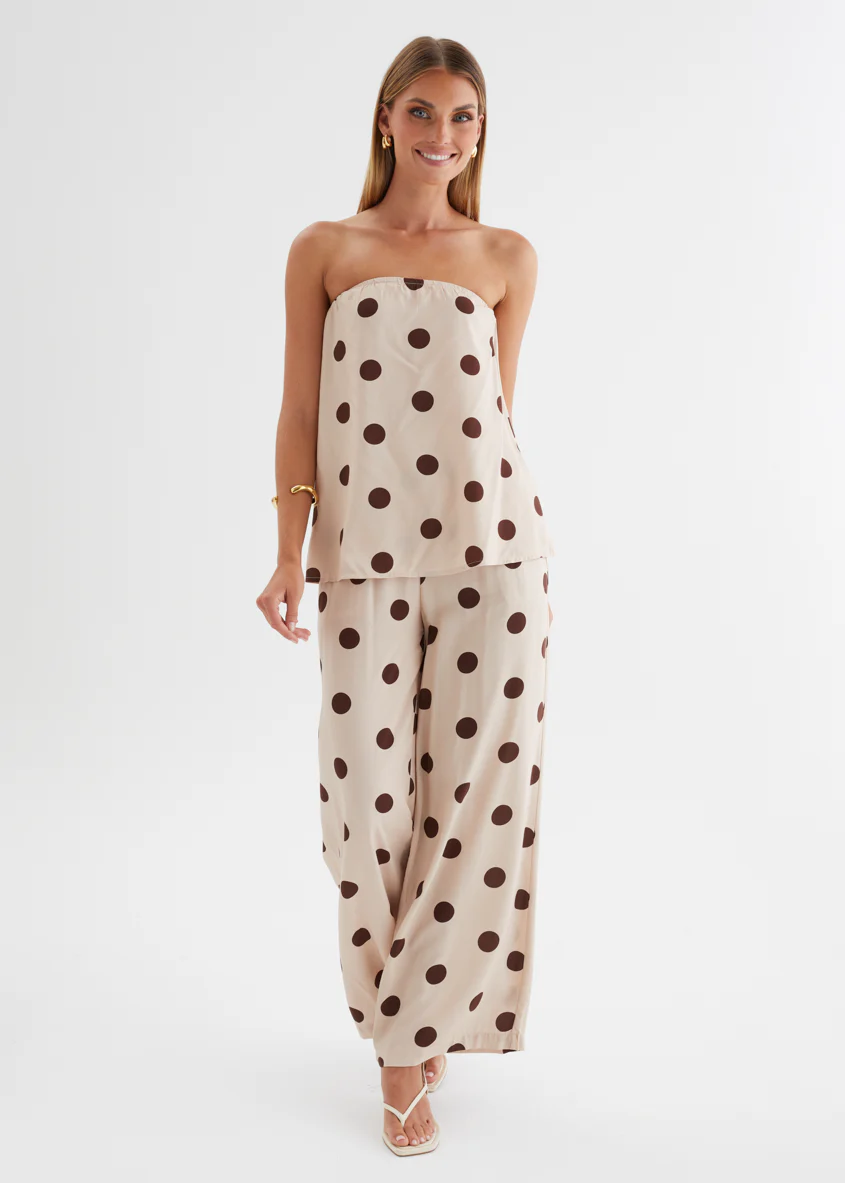 Artie Pants - Beige Polka Dot