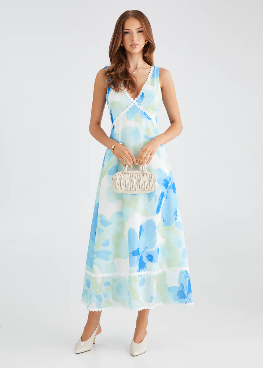 Atlas Maxi Dress - Blue Watercolour - Image 3