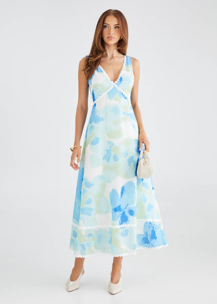 Atlas Maxi Dress - Blue Watercolour - Image 5