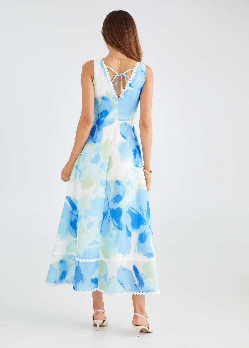 Atlas Maxi Dress - Blue Watercolour - Image 8