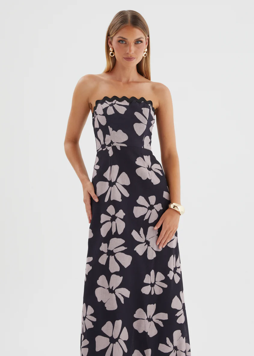 Aurella Strapless Maxi Dress - Black Floral - Image 3