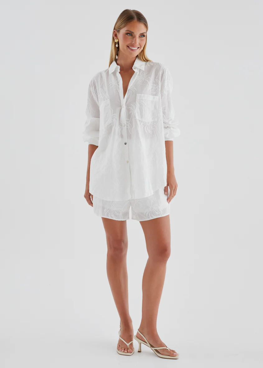Ayra Embroidered Shirt - White Palm - Image 10