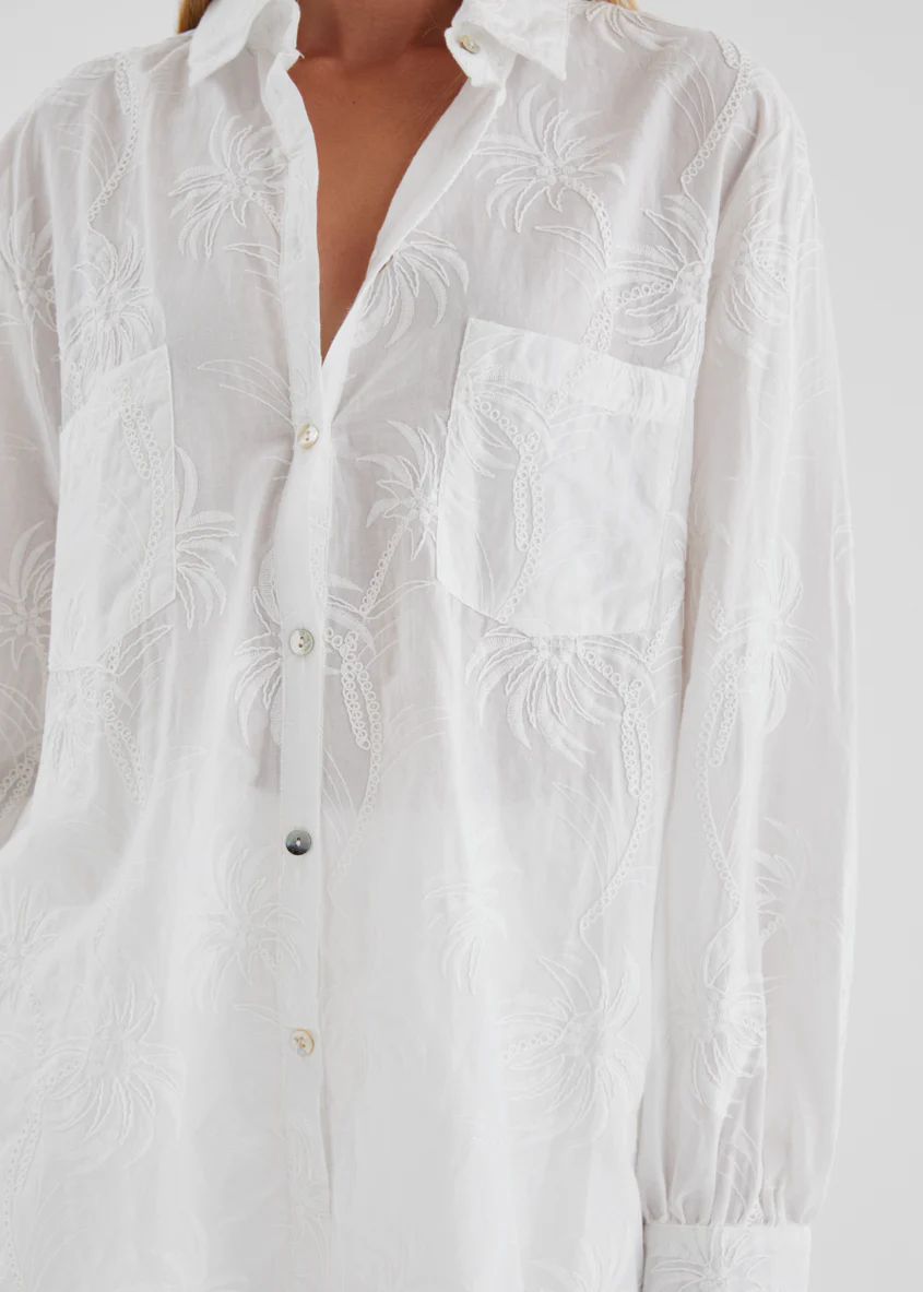 Ayra Embroidered Shirt - White Palm - Image 12