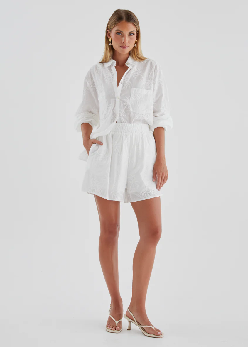Ayra Embroidered Shirt - White Palm - Image 4