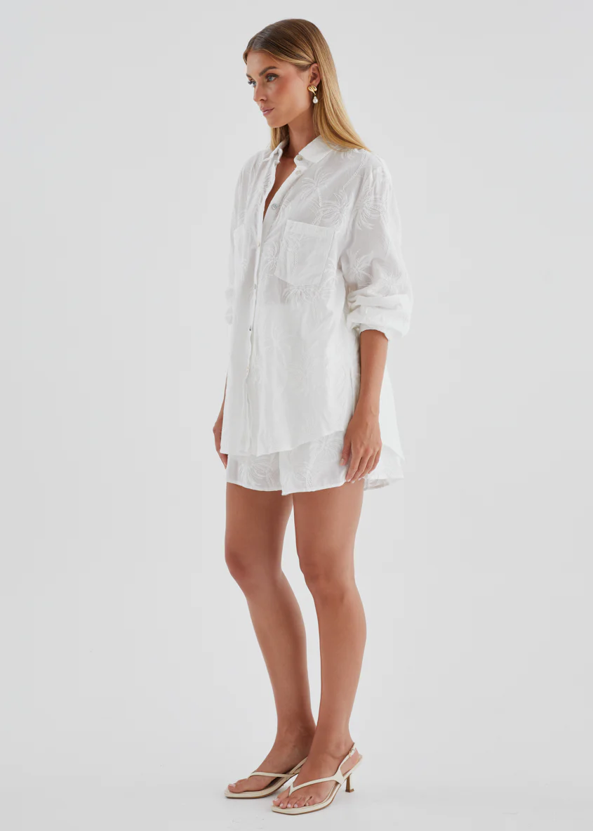 Ayra Embroidered Shirt - White Palm - Image 8