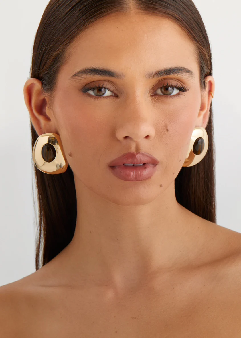 Azania Earrings - Gold / Brown - Image 2