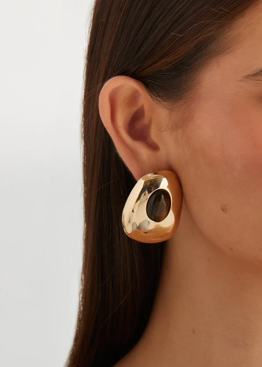 Azania Earrings - Gold / Brown - Image 3