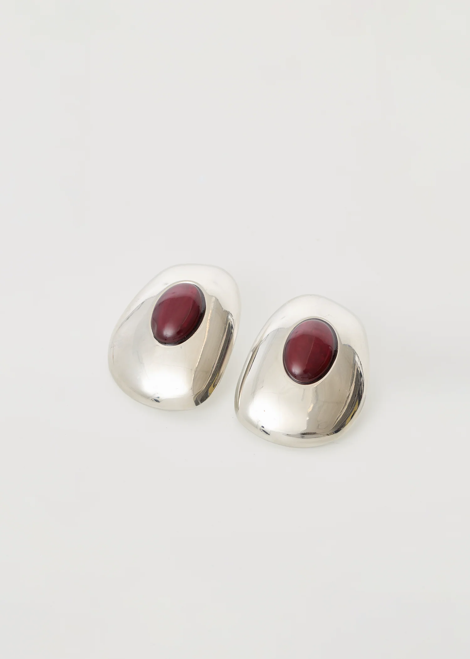 Azita Earrings - Silver / Red - Image 2
