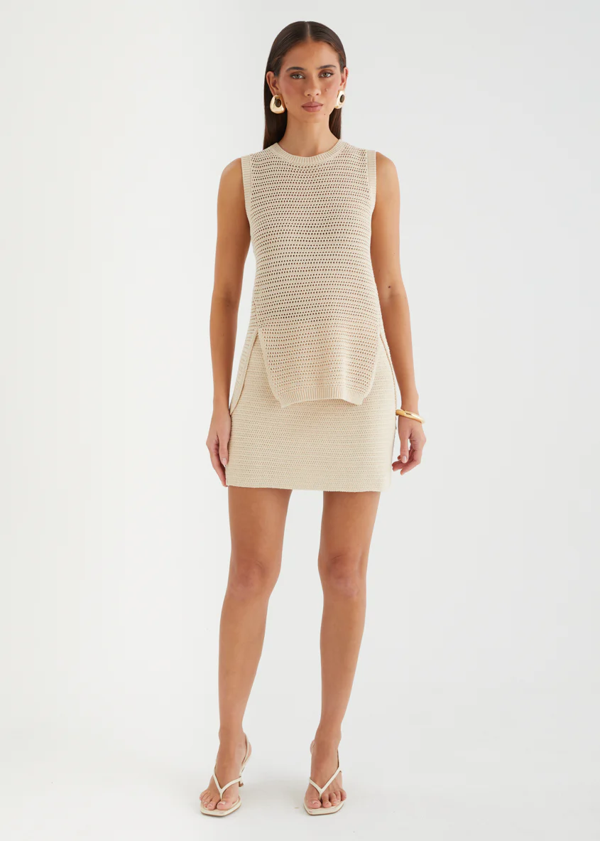 Barbados Knit Skirt - Oatmeal - Image 2