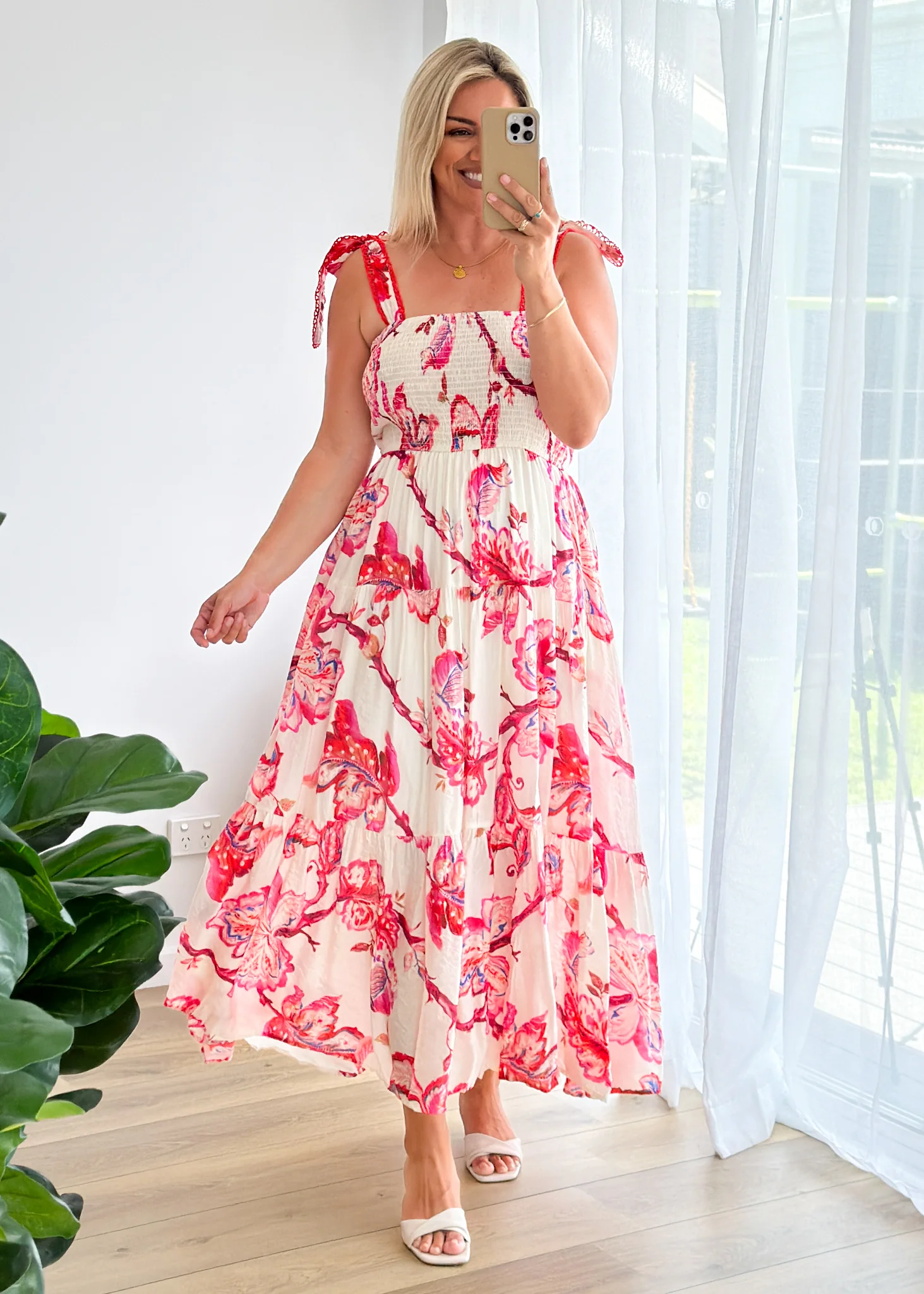 Beatrice Maxi Dress - Red Floral - Image 2