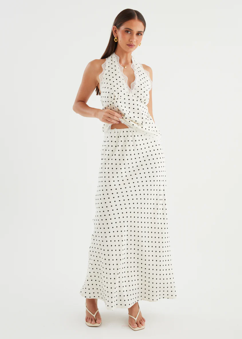 Berlina Maxi Skirt - White Polka Dot - Image 3