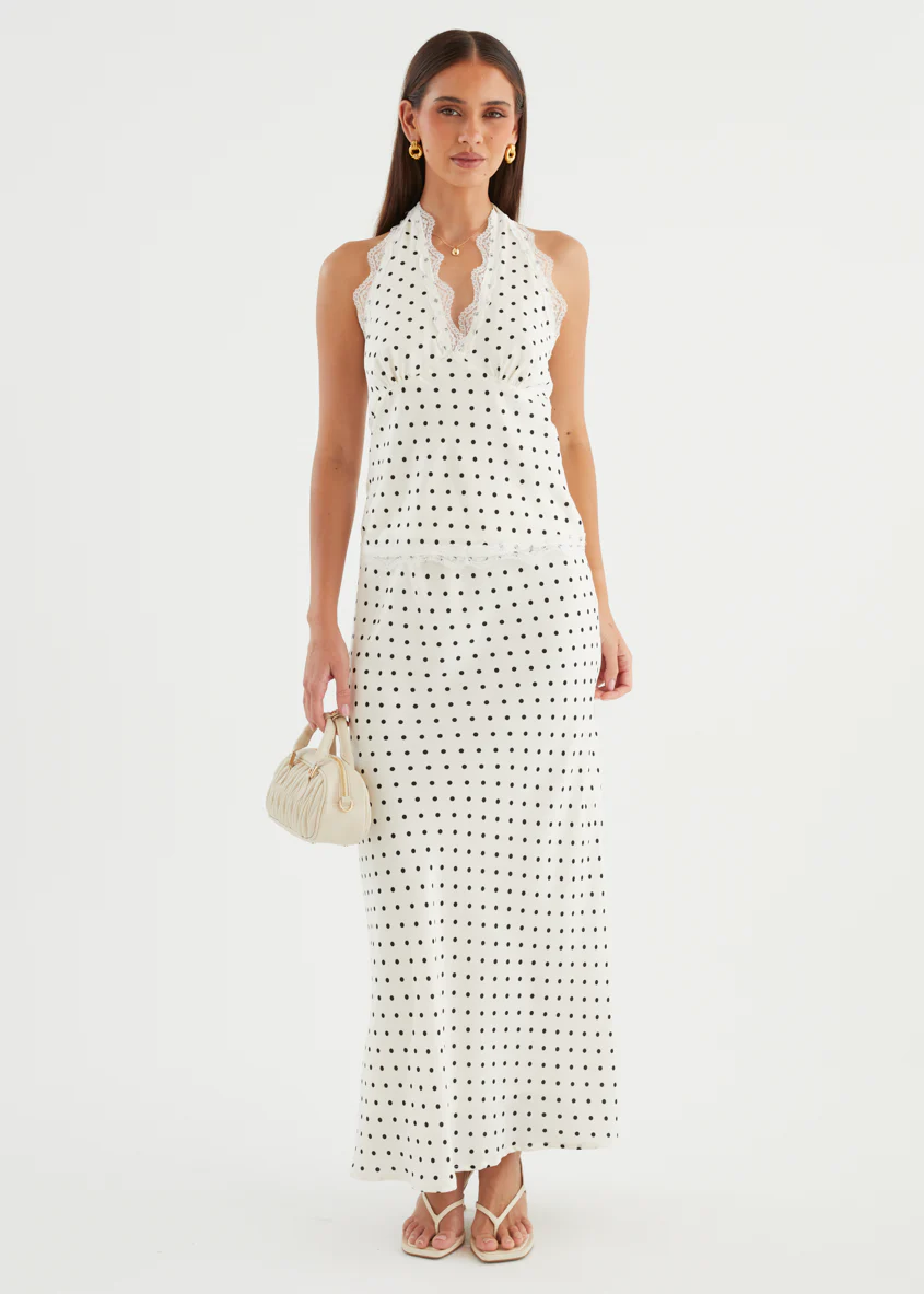 Berlina Maxi Skirt - White Polka Dot - Image 9