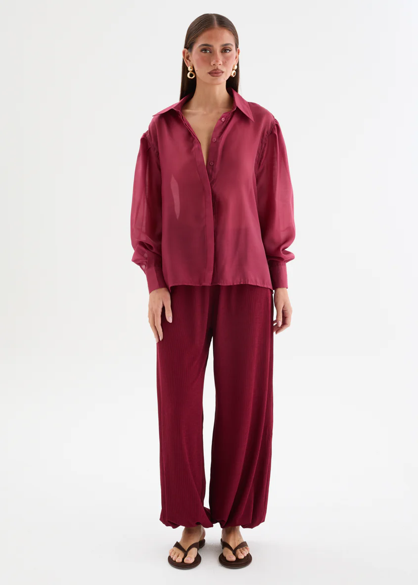 Berlini Balloon Pants - Merlot - Image 3