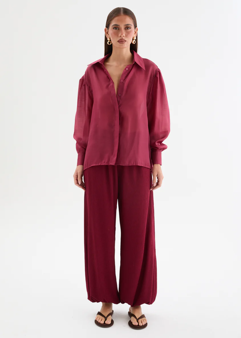 Berlini Balloon Pants - Merlot - Image 5