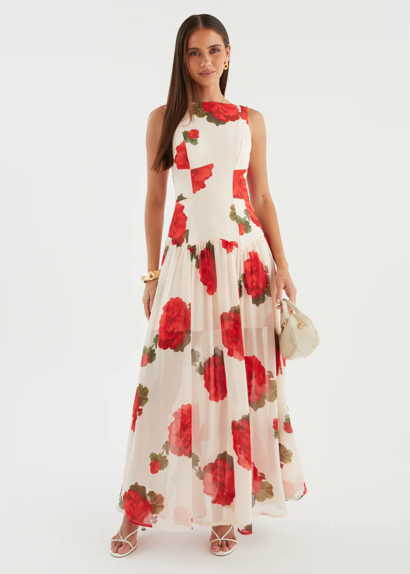 Bessie Maxi Dress - Beige Roses - Image 3
