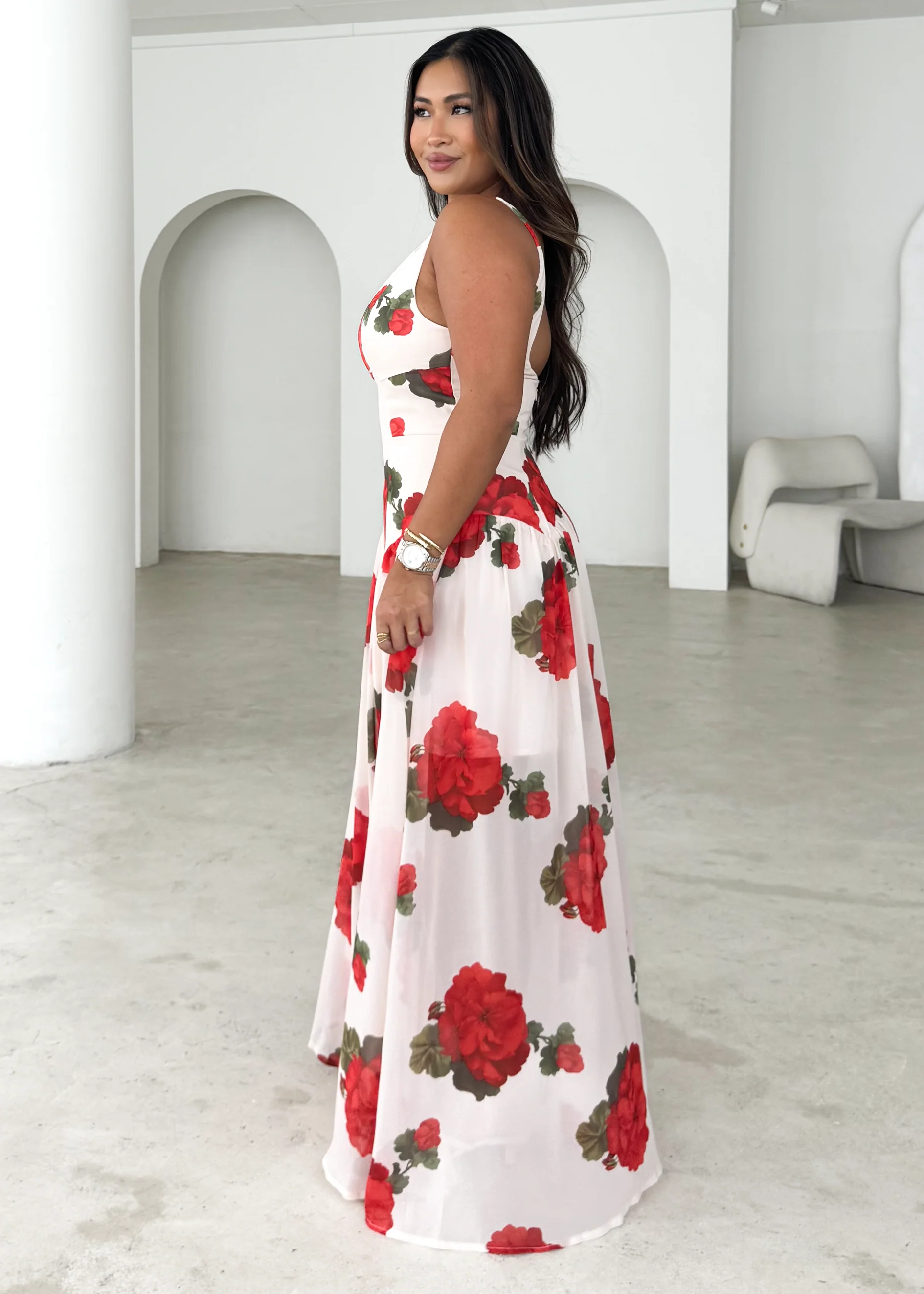 Bessie Maxi Dress - Beige Roses - Image 4