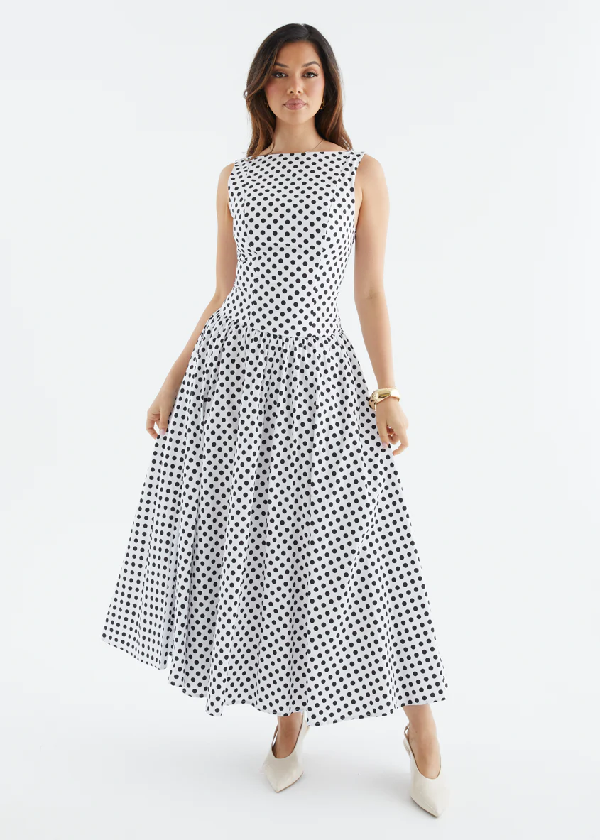 Bessie Maxi Dress - White Polka Dot - Image 5