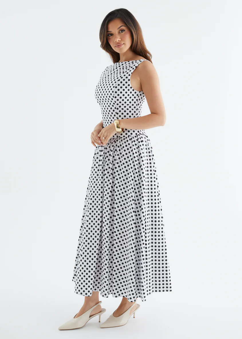 Bessie Maxi Dress - White Polka Dot - Image 6