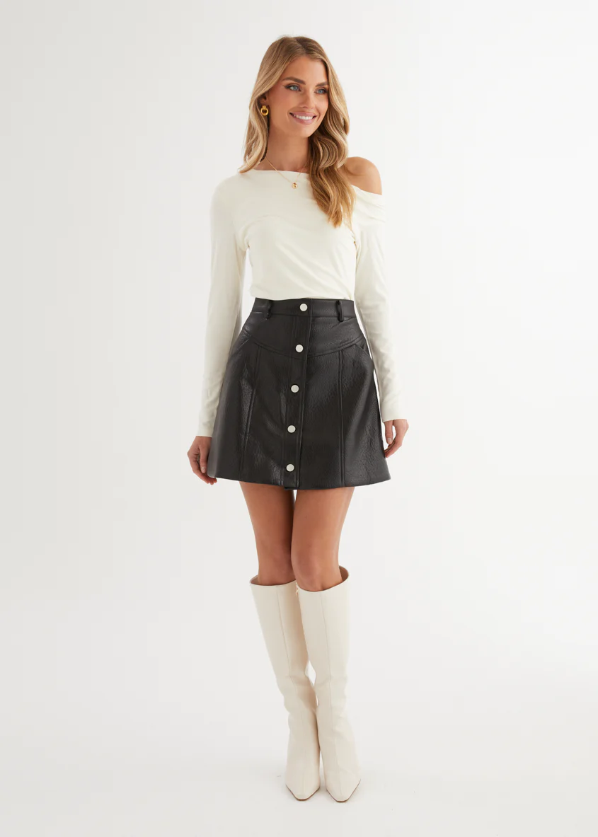Bittersweet PU Skirt - Black - Image 4