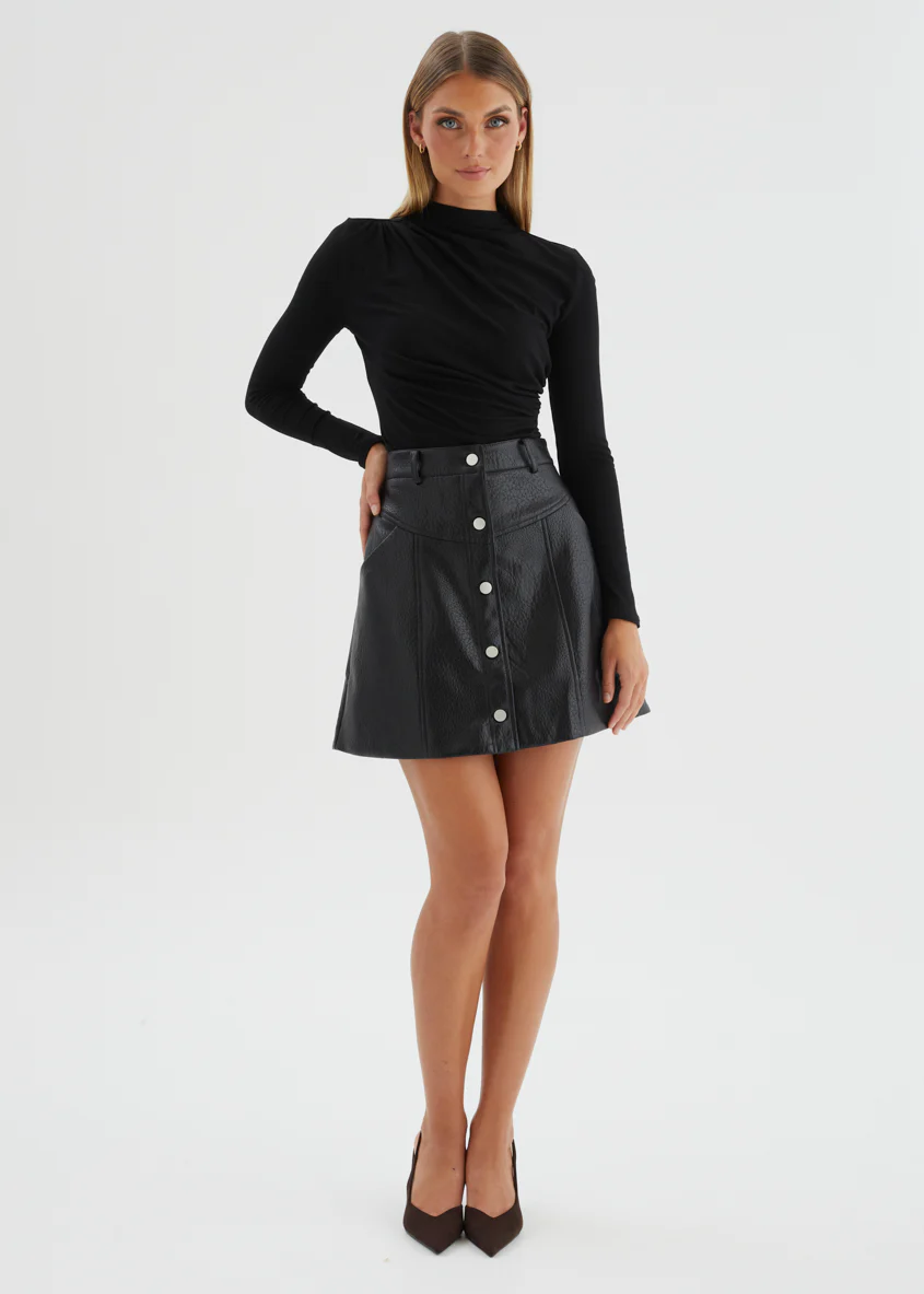 Bittersweet PU Skirt - Black - Image 5