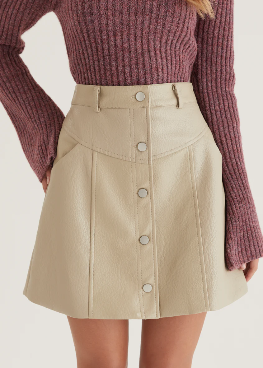 Bittersweet PU Skirt - Bone - Image 13