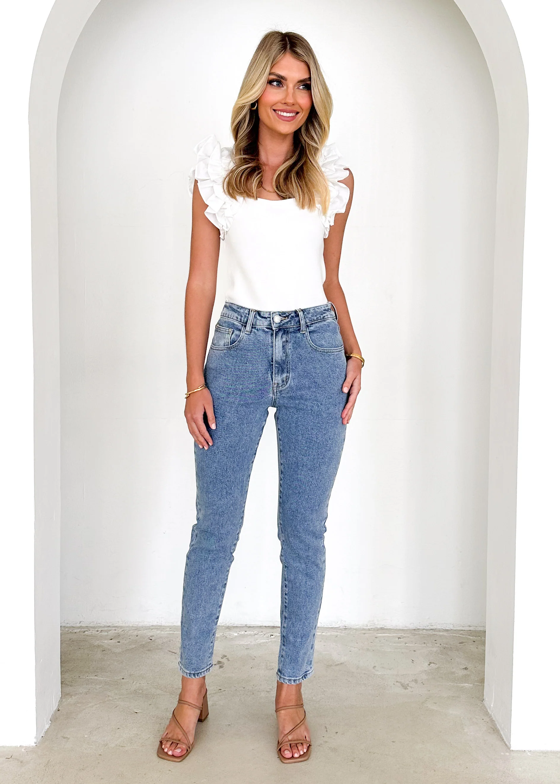 Blaire Mom Jeans - Mid Blue - Image 2