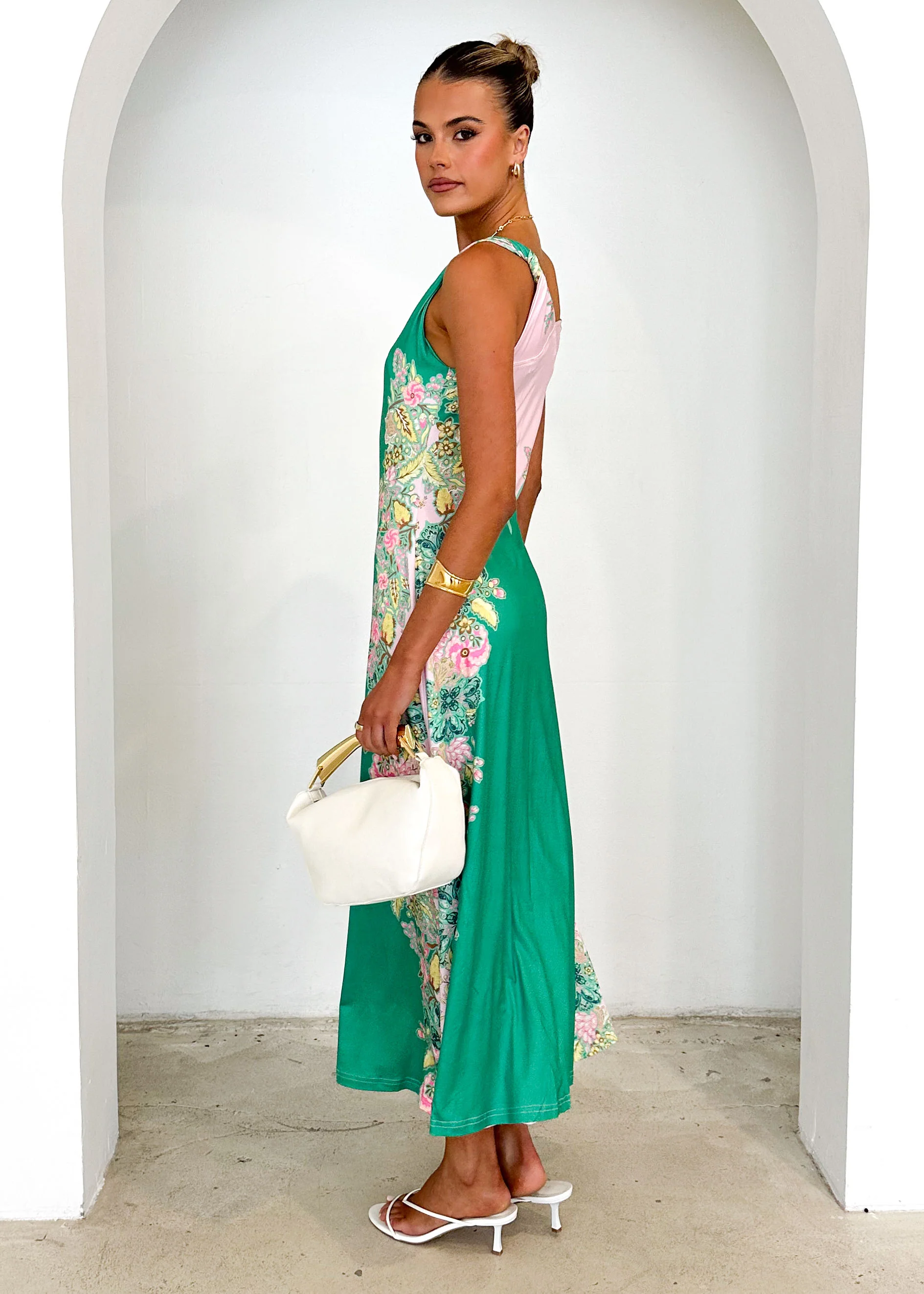 Blossom One Shoulder Maxi Dress - Green Gia - Image 7